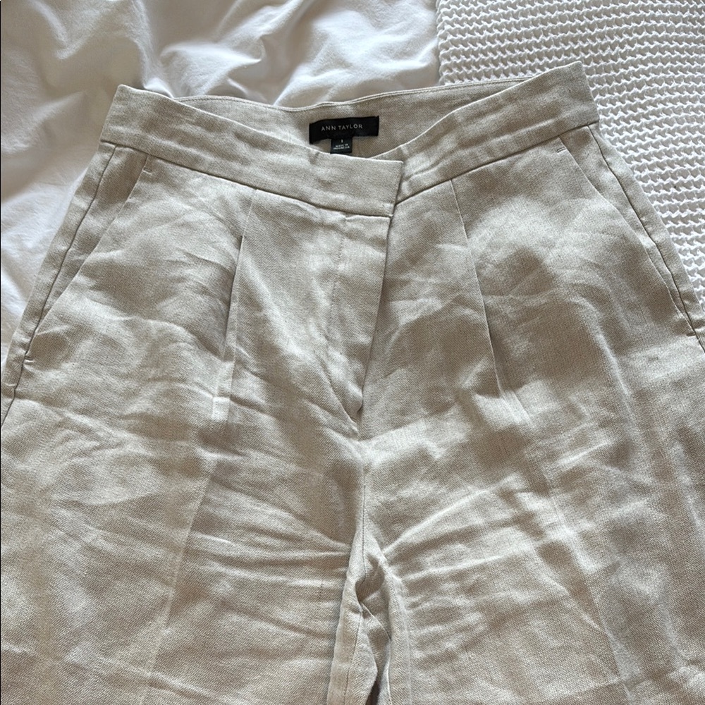 Ann Taylor Beige Linen Trousers